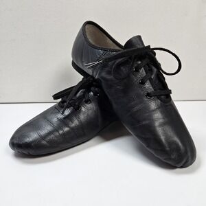 DANSKIN Ladies 6 Girls 4.5 Split Toe Jazz Shoes Black Dance